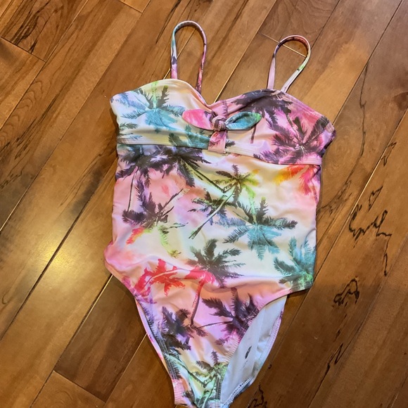 Tropical Palm Tree Print Swimsuit size extra large in perfect condition - Picture 3 of 3